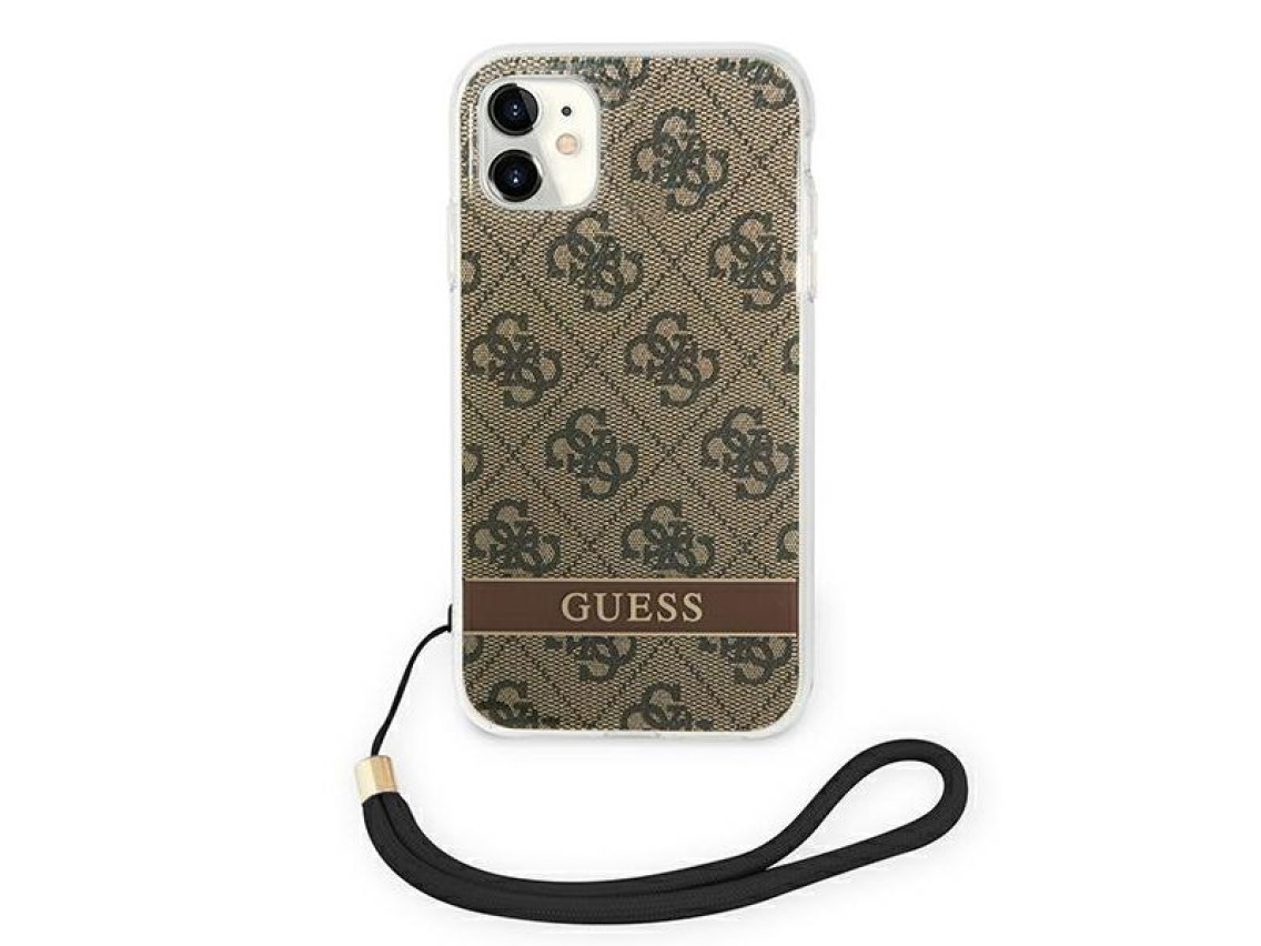 Guess GUOHCN61H4STW iPhone 11 brown/brown hardcase 4G Print Strap
