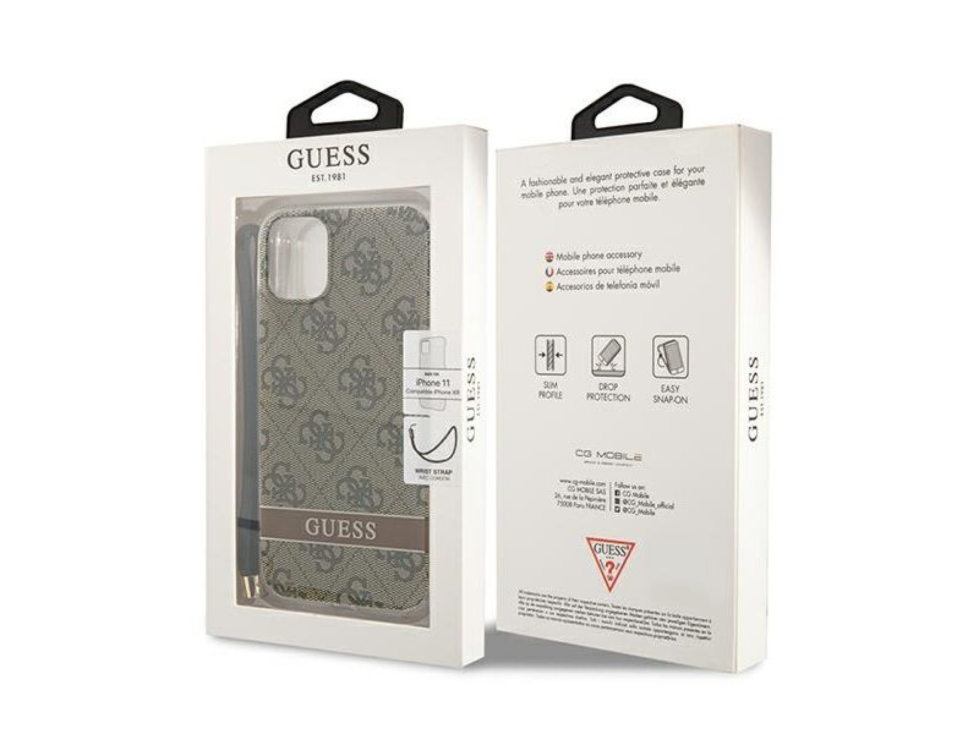 Guess GUOHCN61H4STW iPhone 11 brown/brown hardcase 4G Print Strap
