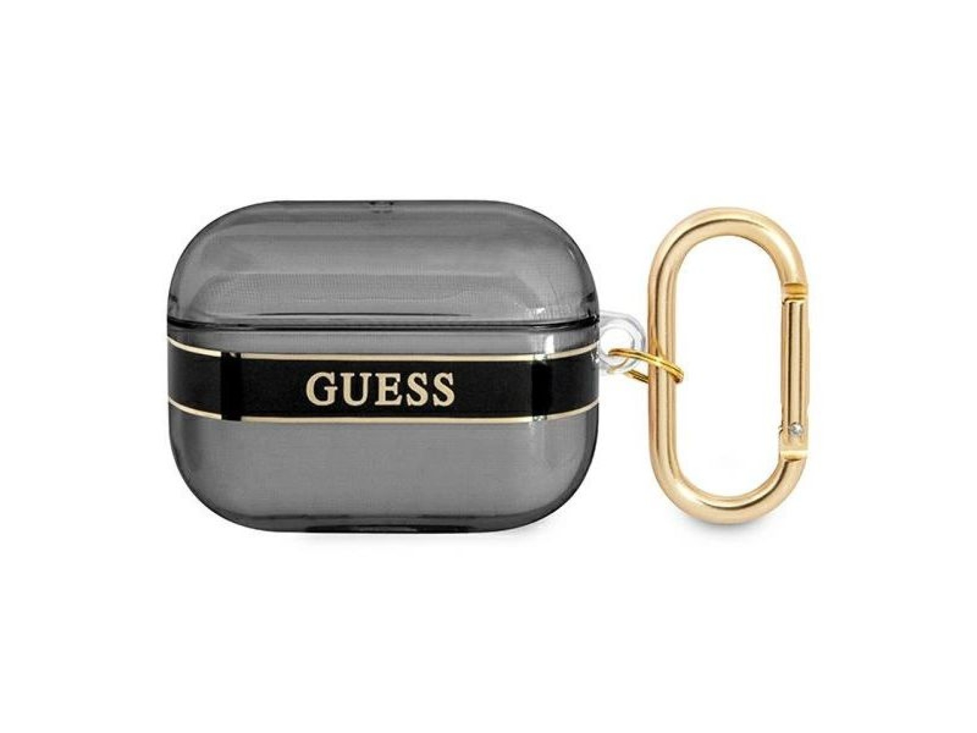 Coleção de capas Guess GUAPHHTSK para AirPods Pro, pretas com alça.