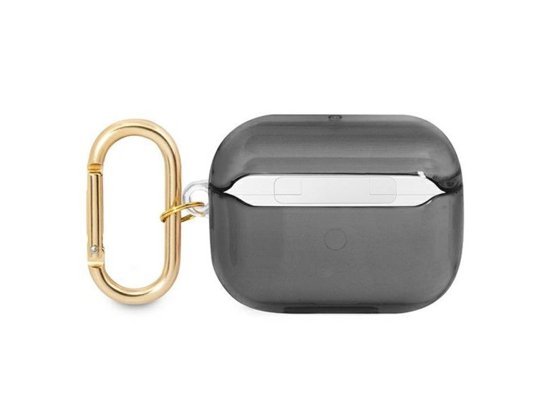 Coleção de capas Guess GUAPHHTSK para AirPods Pro, pretas com alça.