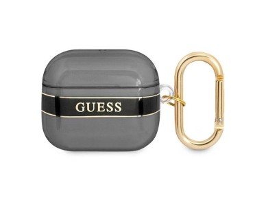 Capa para AirPods 3 Guess GUA3HHTSK, preta/preta, com al�a.