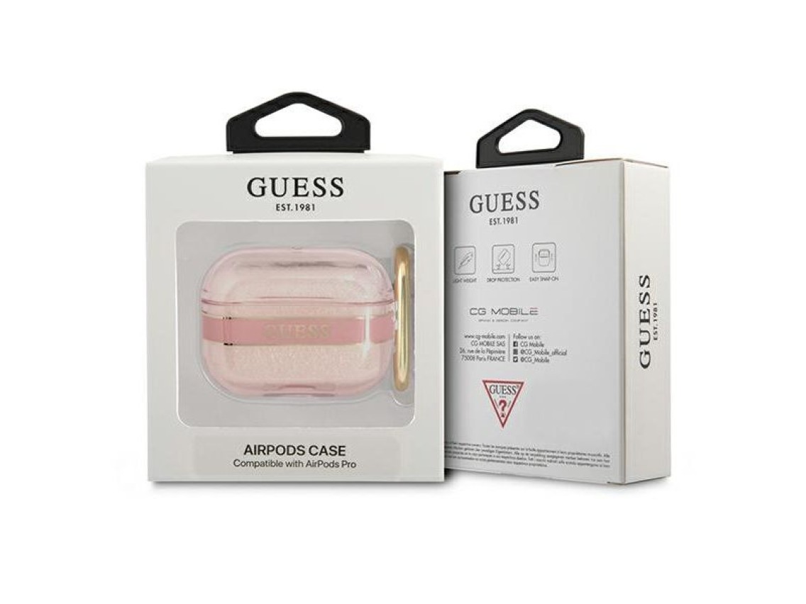 Coleção de capas para AirPods Pro Guess GUAPHHTSP rosa/alça rosa