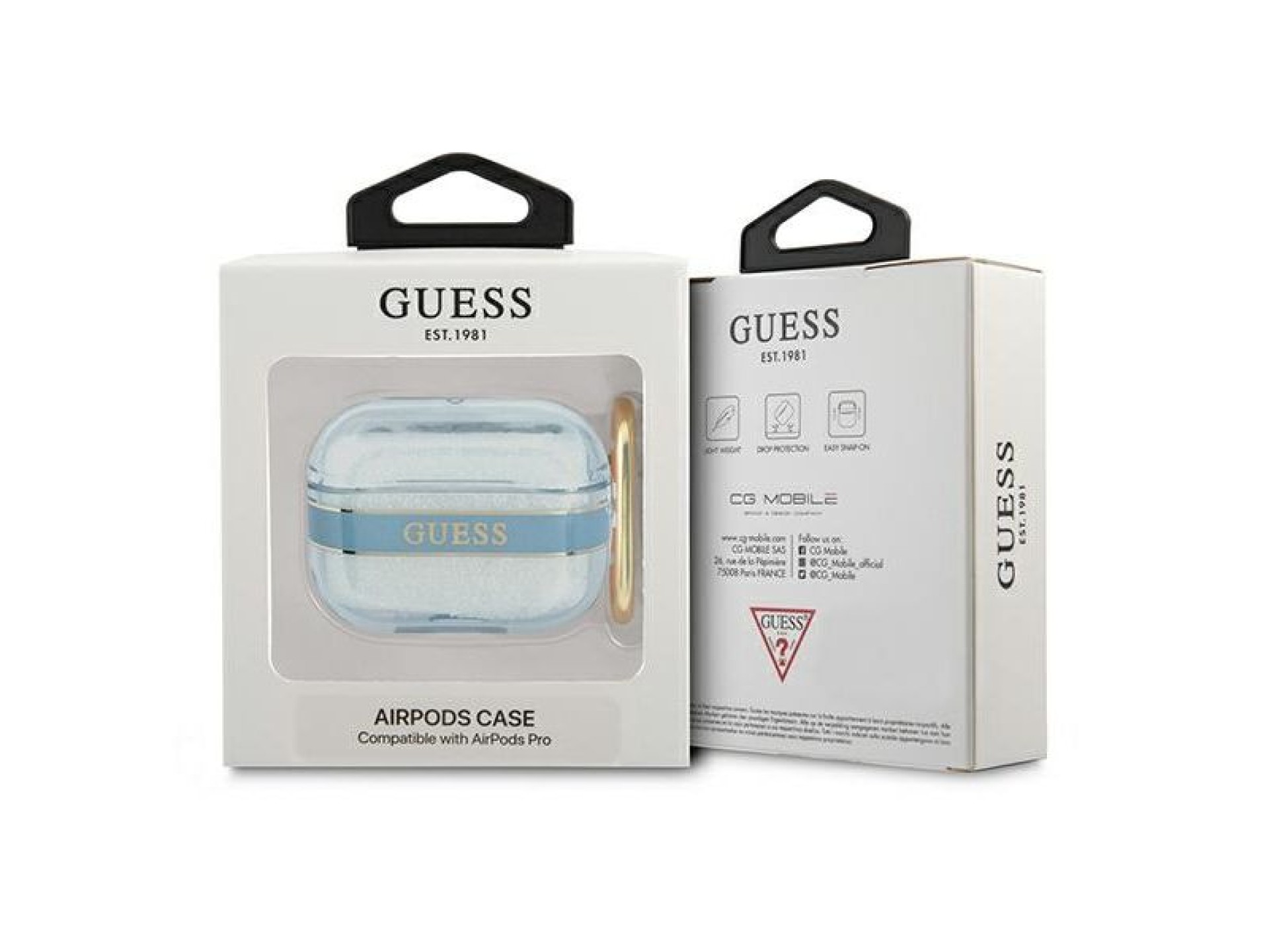 Coleção de capas Guess GUAPHHTSB para AirPods Pro, azul/alça azul