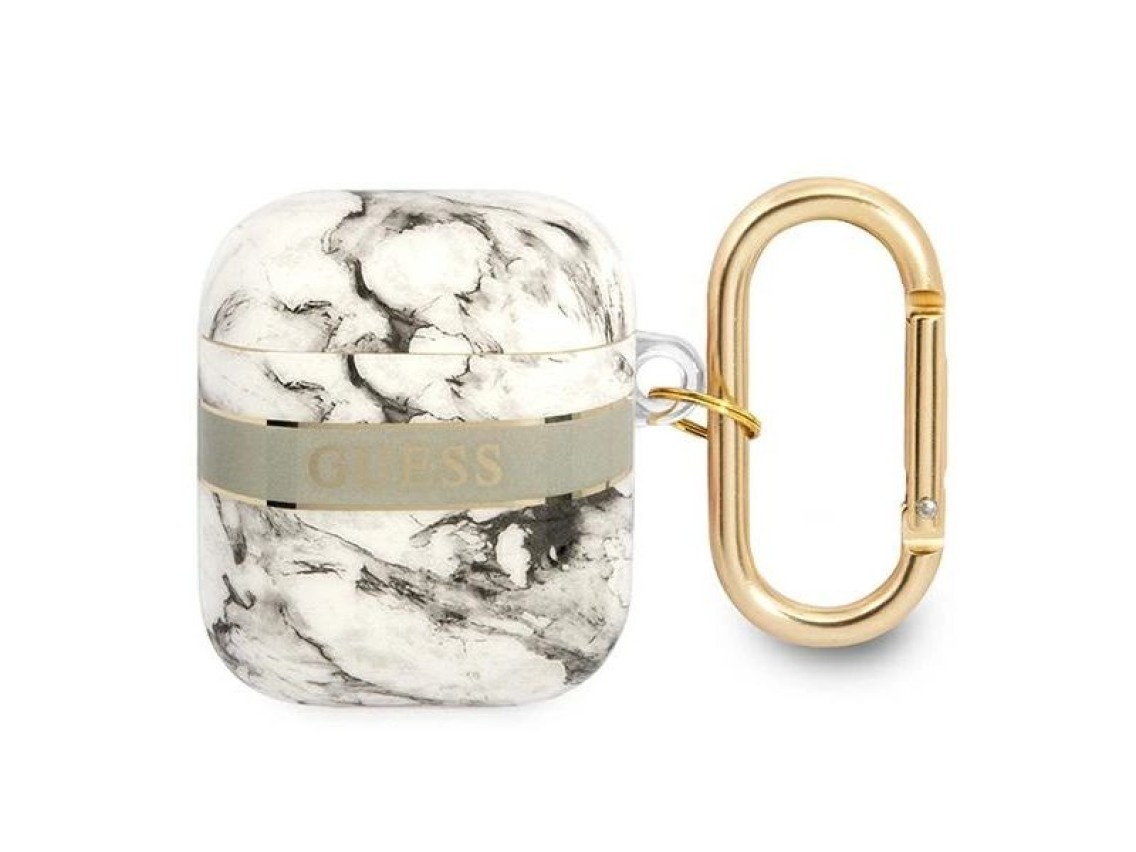 Capa para AirPods Guess GUA2HCHMAG, coleção com alça de mármore cinza/cinza