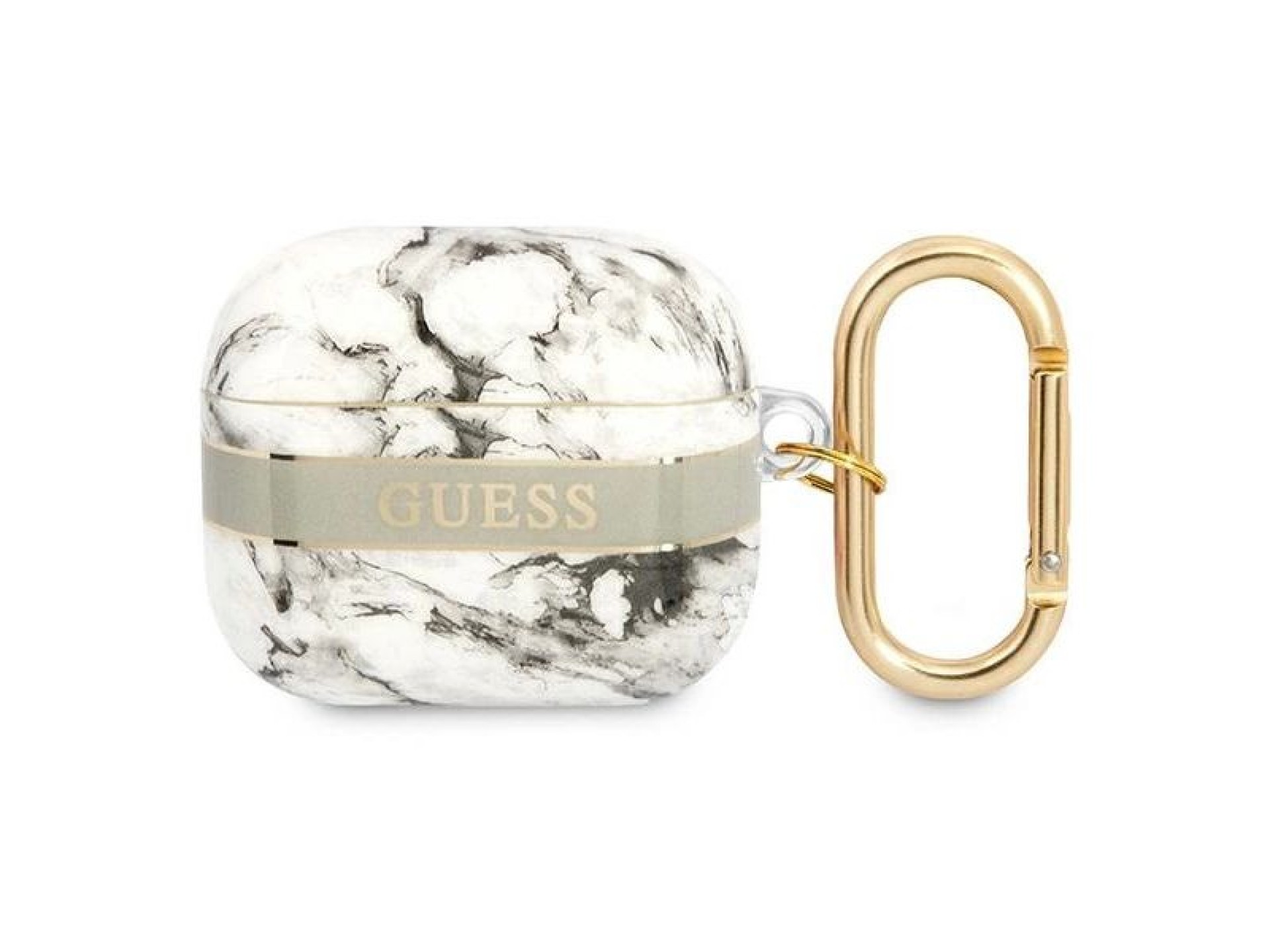 Funda Guess GUA3HCHMAG para AirPods 3, color gris/gris, con correa de mármol.