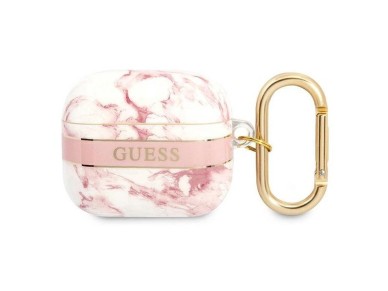 Guess GUA3HCHMAP AirPods 3 cover pink/pink Marble Strap Collection Guess GUA3HCHMAP AirPods 3 cover pink/pink Marble Strap Collection