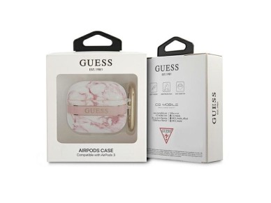 Guess GUA3HCHMAP AirPods 3 cover pink/pink Marble Strap Collection Guess GUA3HCHMAP AirPods 3 cover pink/pink Marble Strap Collection