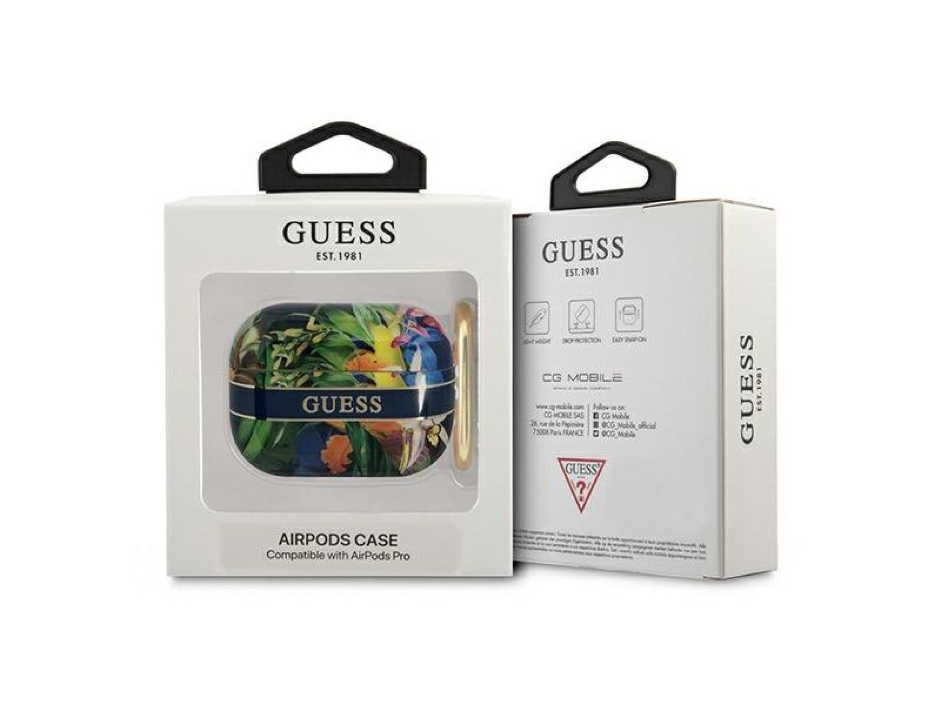 Capa Guess GUAPHHFLB para AirPods Pro, azul/azul, coleção Flower Strap