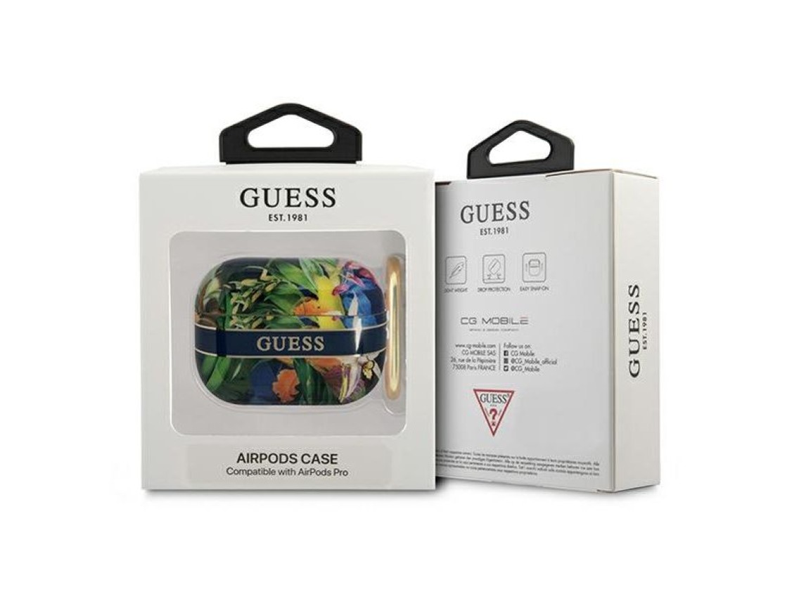 Capa Guess GUAPHHFLB para AirPods Pro, azul/azul, coleção Flower Strap
