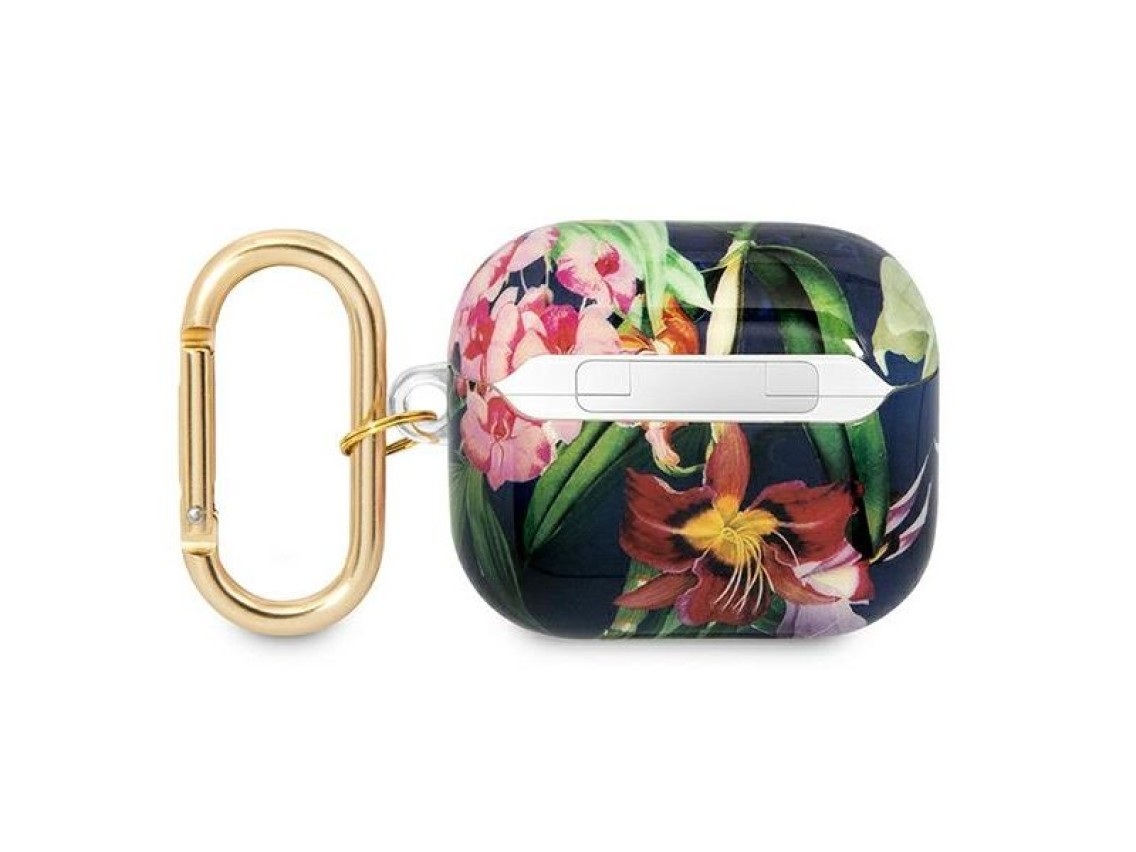 Capa para AirPods 3 Guess GUA3HHFLB azul/azul com alça floral