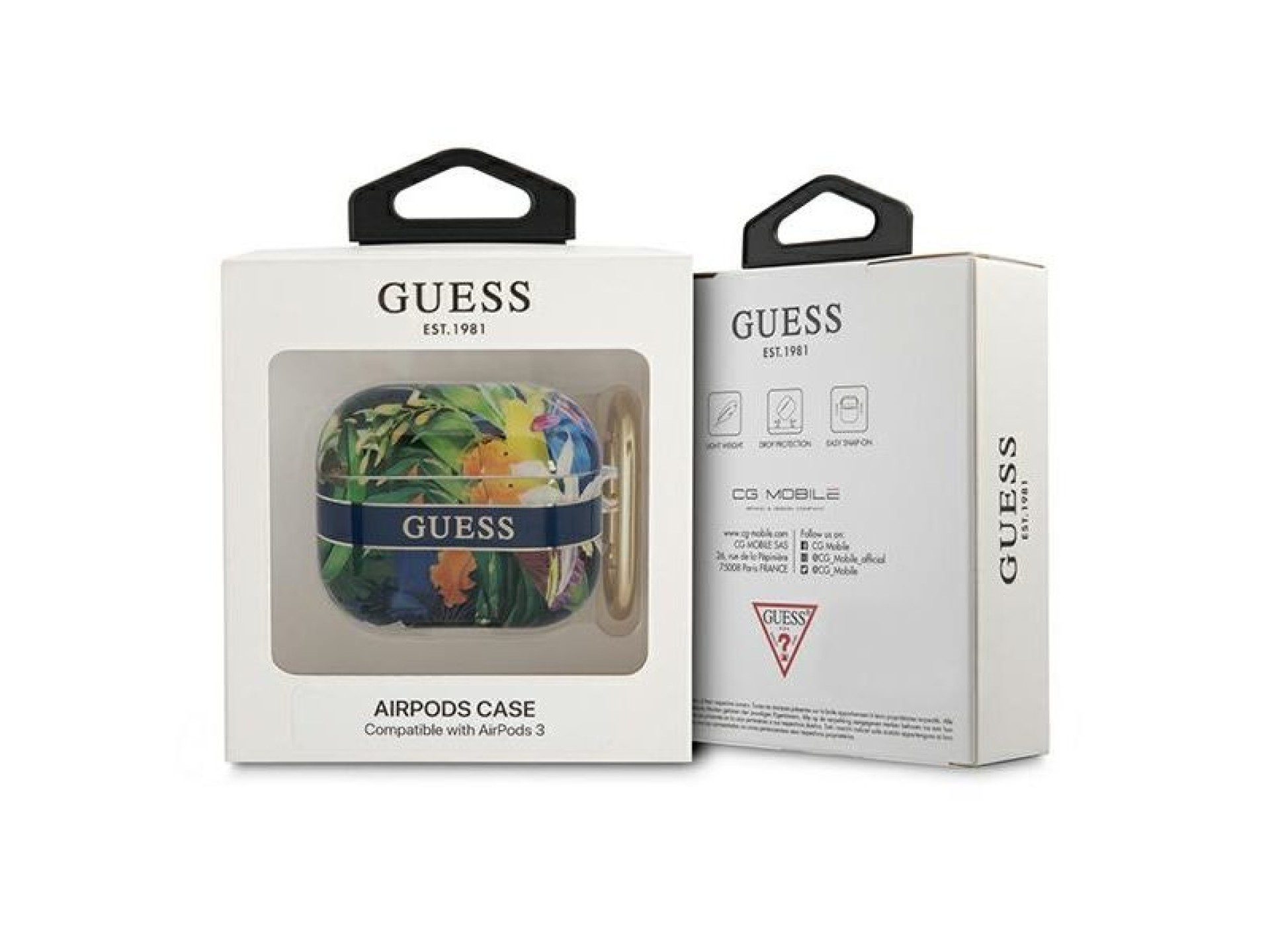 Capa para AirPods 3 Guess GUA3HHFLB azul/azul com alça floral