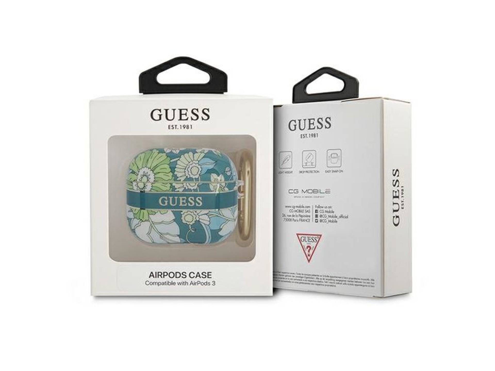 Capa para AirPods 3 Guess GUA3HHFLN verde/coleção de alças florais