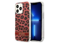 Capa rígida vermelha/vermelha com estampa de leopardo Guess GUHCP13LHSLEOR para iPhone 13 Pro / 13 d Capa rígida vermelha/vermelha com estampa de leopardo Guess GUHCP13LHSLEOR para iPhone 13 Pro / 13 d