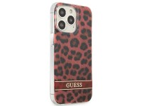 Capa rígida vermelha/vermelha com estampa de leopardo Guess GUHCP13LHSLEOR para iPhone 13 Pro / 13 d Capa rígida vermelha/vermelha com estampa de leopardo Guess GUHCP13LHSLEOR para iPhone 13 Pro / 13 d