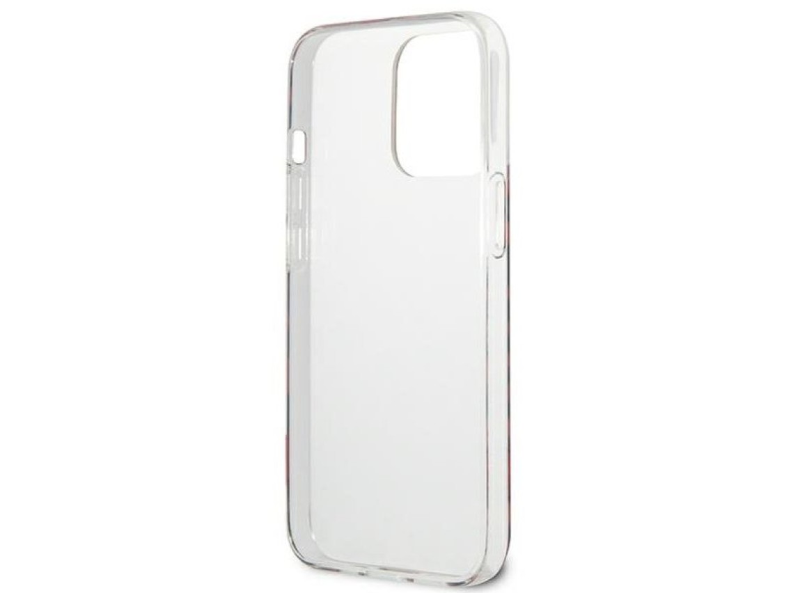 Capa rígida vermelha/vermelha com estampa de leopardo Guess GUHCP13LHSLEOR para iPhone 13 Pro / 13 d