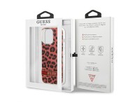 Capa rígida vermelha/vermelha com estampa de leopardo Guess GUHCP13LHSLEOR para iPhone 13 Pro / 13 d Capa rígida vermelha/vermelha com estampa de leopardo Guess GUHCP13LHSLEOR para iPhone 13 Pro / 13 d