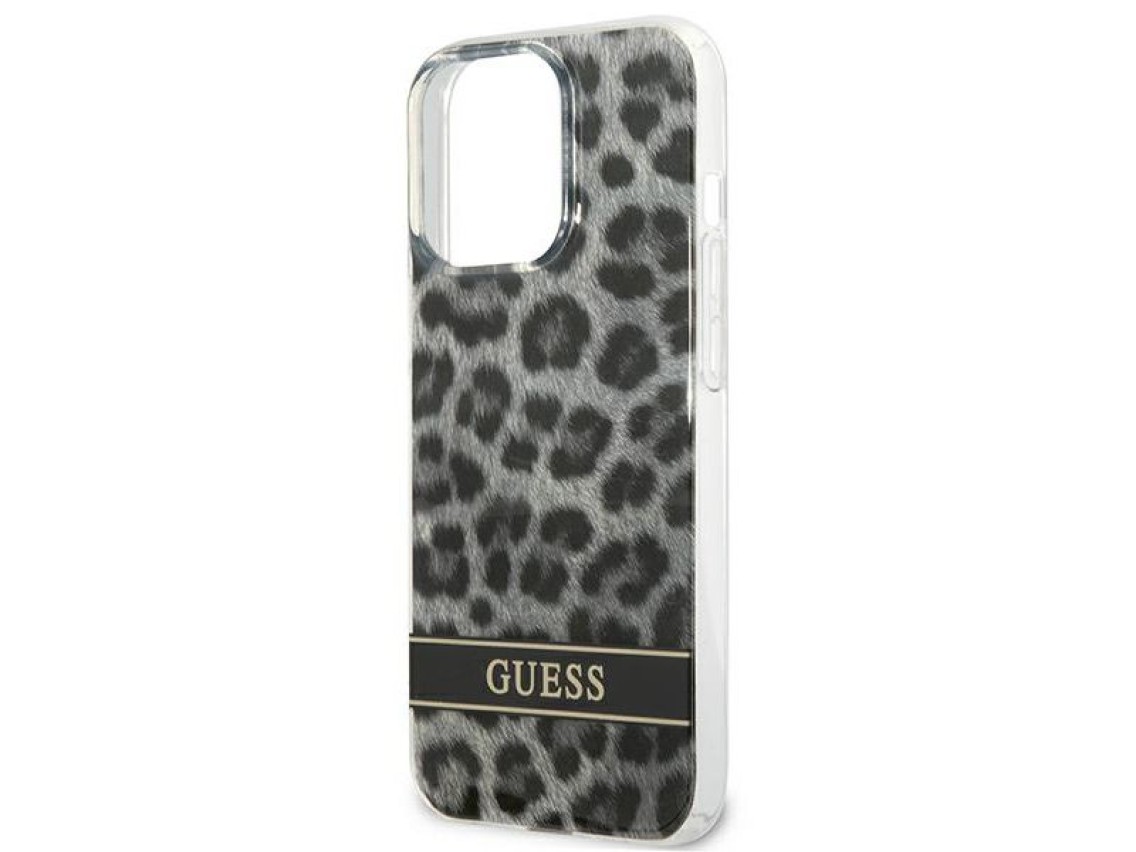 Capa rígida Guess GUHCP13LHSLEOK para iPhone 13 Pro / 13 de 6,1" cinza/cinza com estampa de leopardo