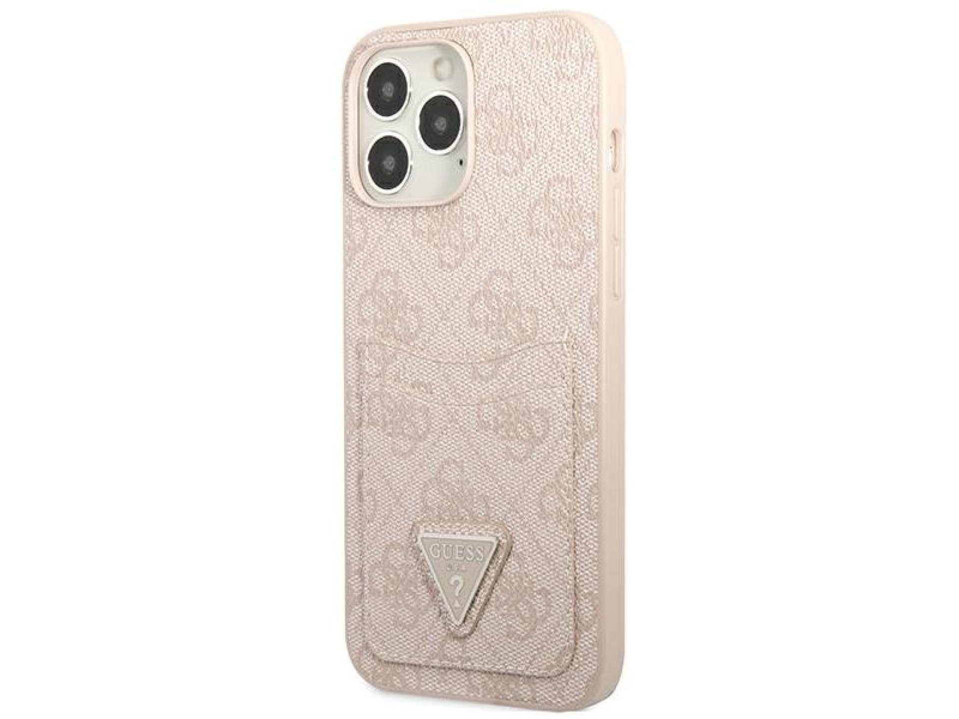 Funda Guess 4G con logo triangular y ranura para tarjetas para iPhone 13 Pro / 13 - Rosa