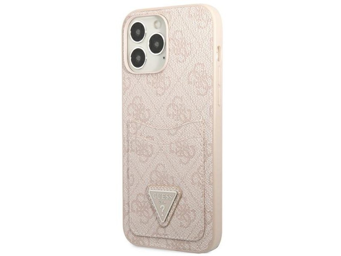 Funda Guess 4G con logo triangular y ranura para tarjetas para iPhone 13 Pro / 13 - Rosa