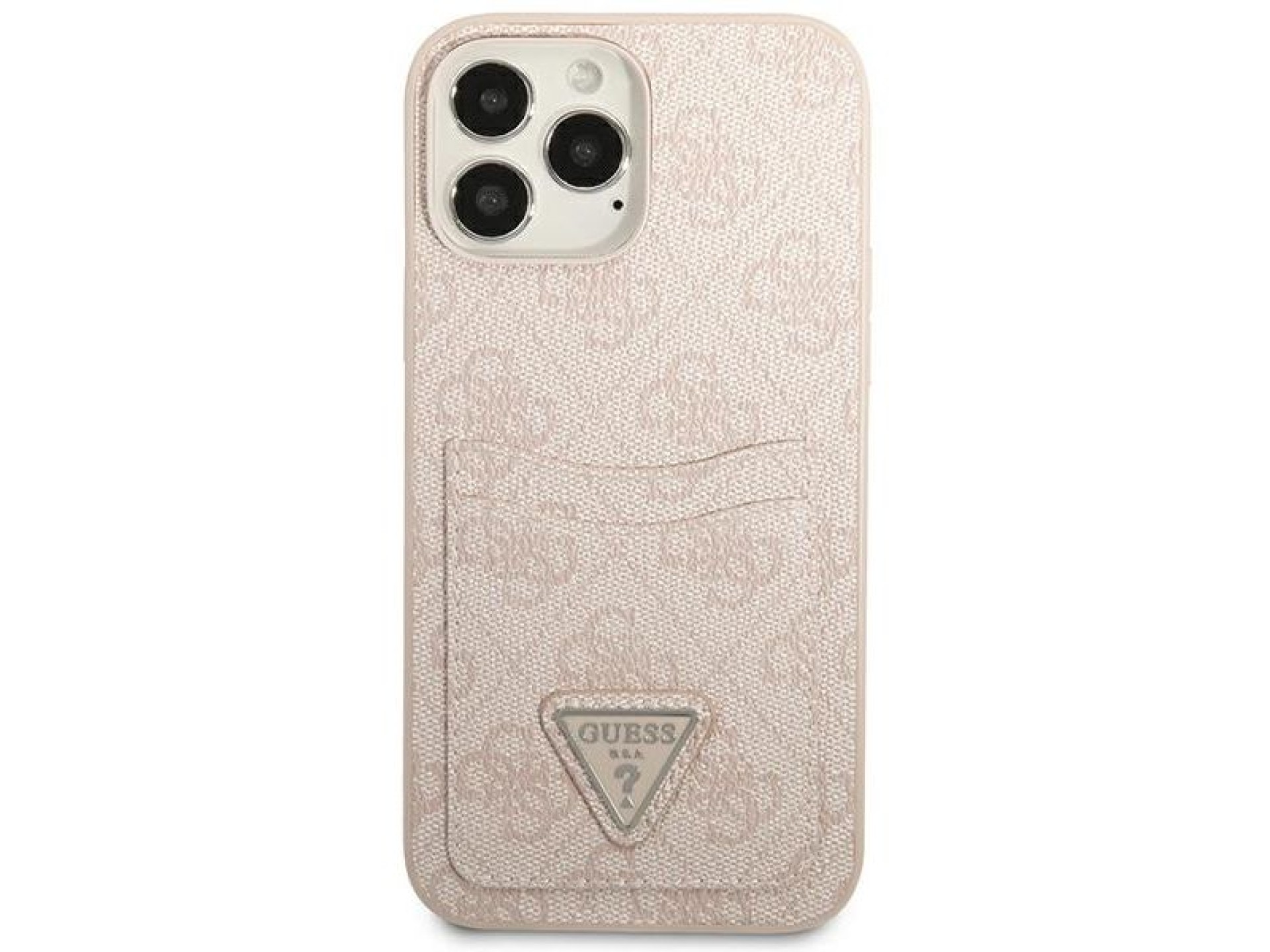 Funda Guess 4G con logo triangular y ranura para tarjetas para iPhone 13 Pro / 13 - Rosa