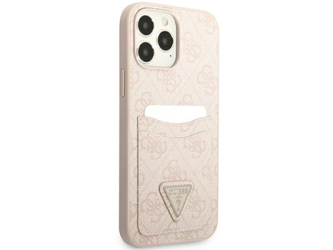 Funda Guess 4G con logo triangular y ranura para tarjetas para iPhone 13 Pro / 13 - Rosa