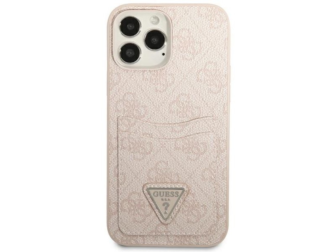 Guess 4G Triangle Logo Cardslot case for iPhone 13 Pro Max - pink