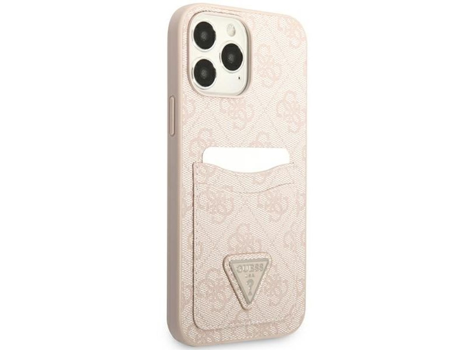Guess 4G Triangle Logo Cardslot case for iPhone 13 Pro Max - pink