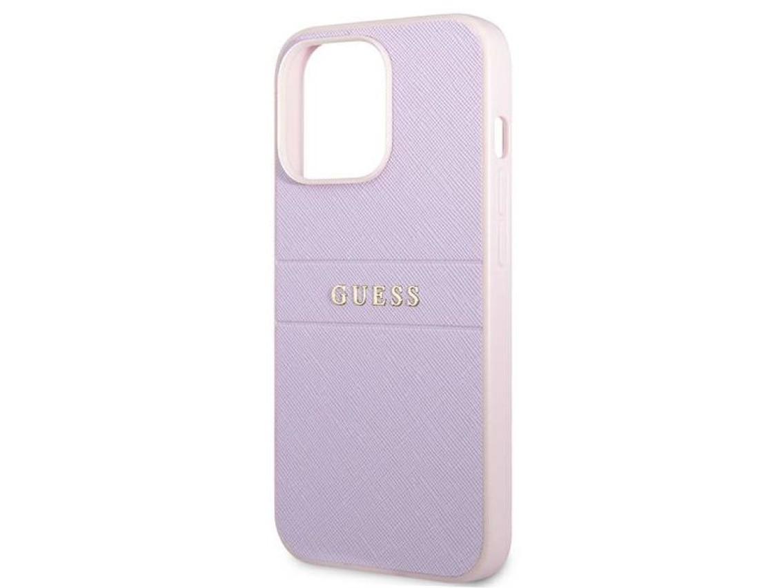Capa Guess Saffiano Stripe para iPhone 13 Pro Max - Roxa