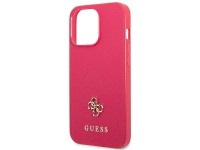 Capa Guess Saffiano 4G com logo pequeno em metal para iPhone 13 Pro / 13 - rosa Capa Guess Saffiano 4G com logo pequeno em metal para iPhone 13 Pro / 13 - rosa