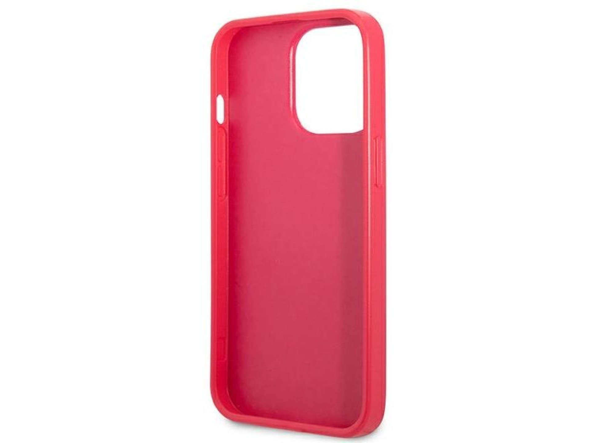 Capa Guess Saffiano 4G com logo pequeno em metal para iPhone 13 Pro / 13 - rosa