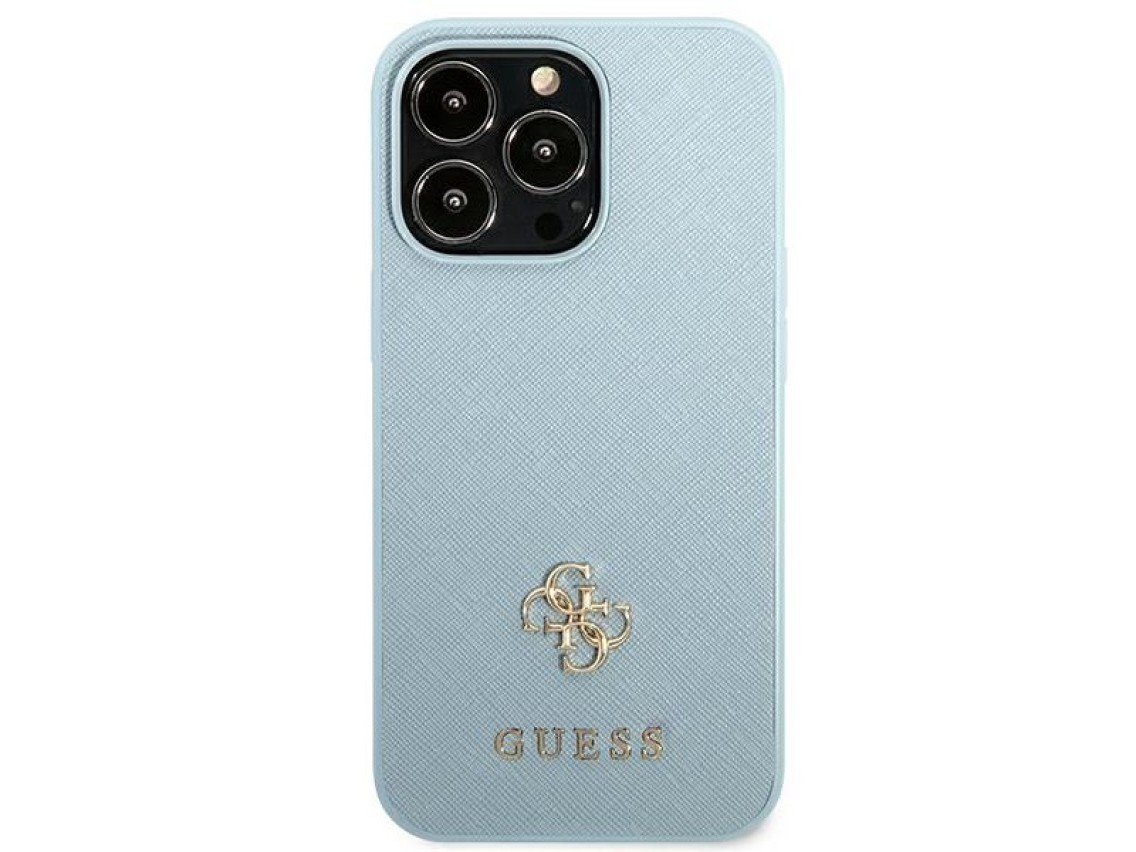 Funda Guess Saffiano 4G con logo met�lico peque�o para iPhone 13 Pro / 13 - Azul