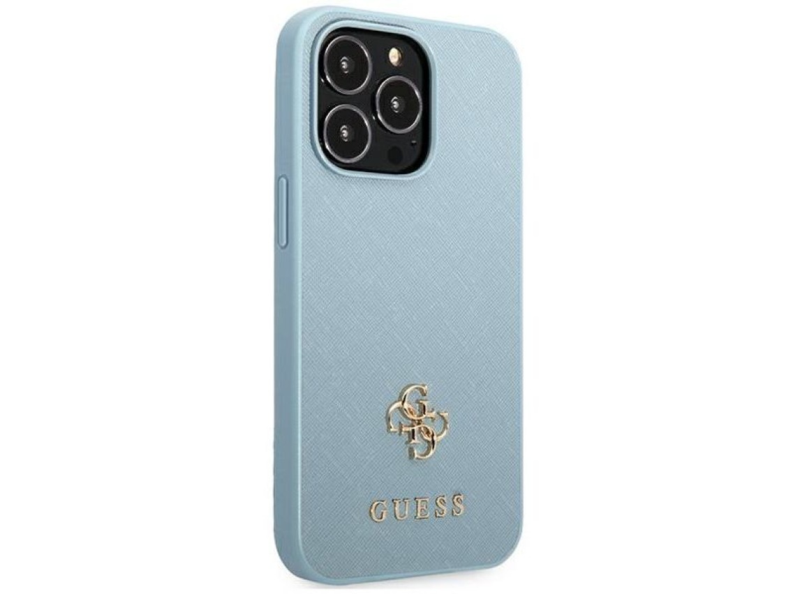 Funda Guess Saffiano 4G con logo met�lico peque�o para iPhone 13 Pro / 13 - Azul