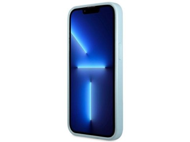 Capa Guess Saffiano 4G com logo pequeno em metal para iPhone 13 Pro / 13 - Azul