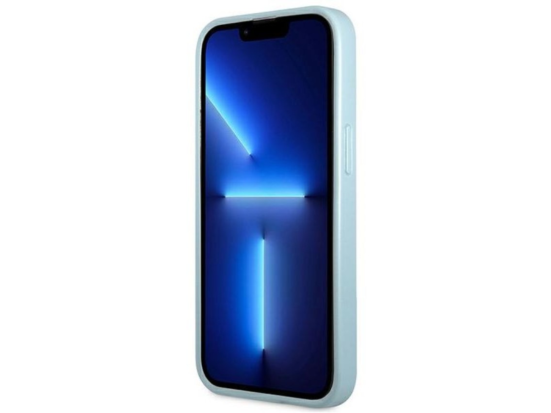 Funda Guess Saffiano 4G con logo met�lico peque�o para iPhone 13 Pro / 13 - Azul