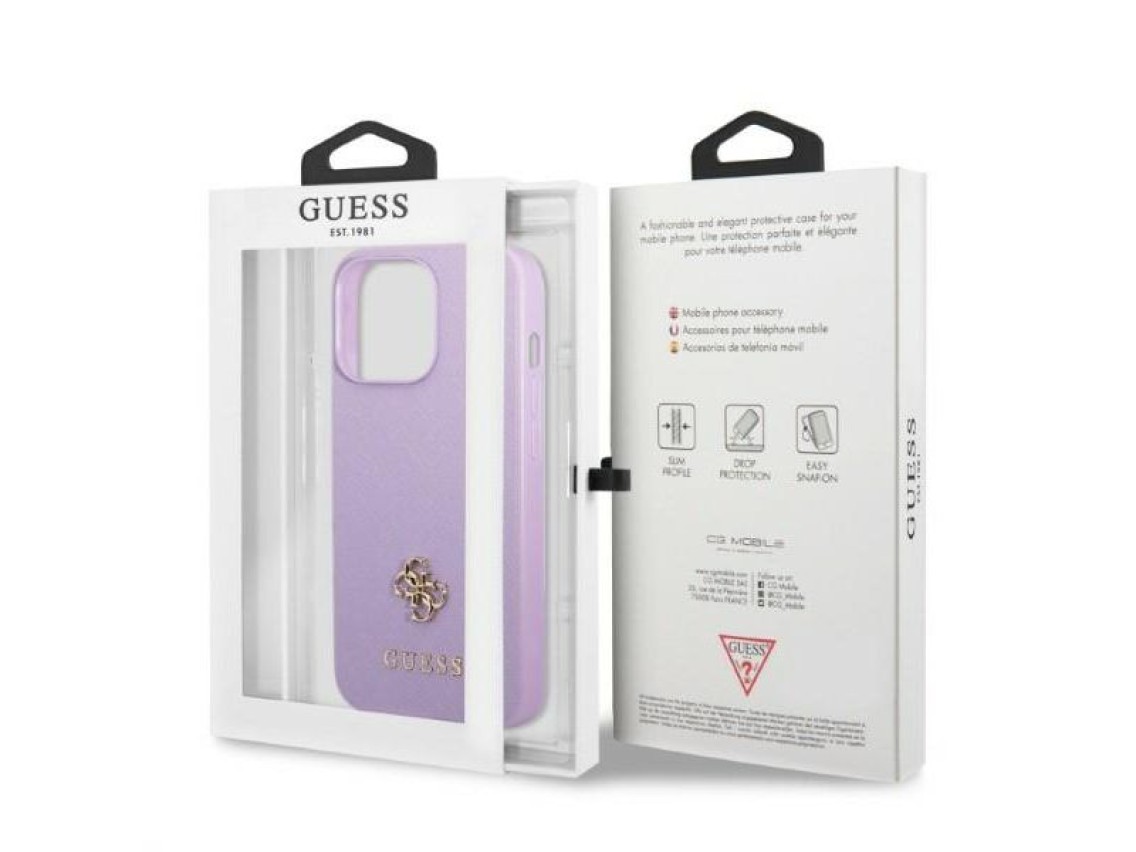 Guess GUHCP13XPS4MU iPhone 13 Pro Max 6.7" purple/purple hardcase Saffiano 4G Small Metal Logo