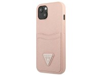 Guess GUHCP13SPSATPP iPhone 13 mini 5,4 "rosa / capa r�gida rosa Saffiano com logotipo triangular e 
