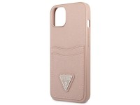 Guess GUHCP13SPSATPP iPhone 13 mini 5,4 "rosa / capa r�gida rosa Saffiano com logotipo triangular e 