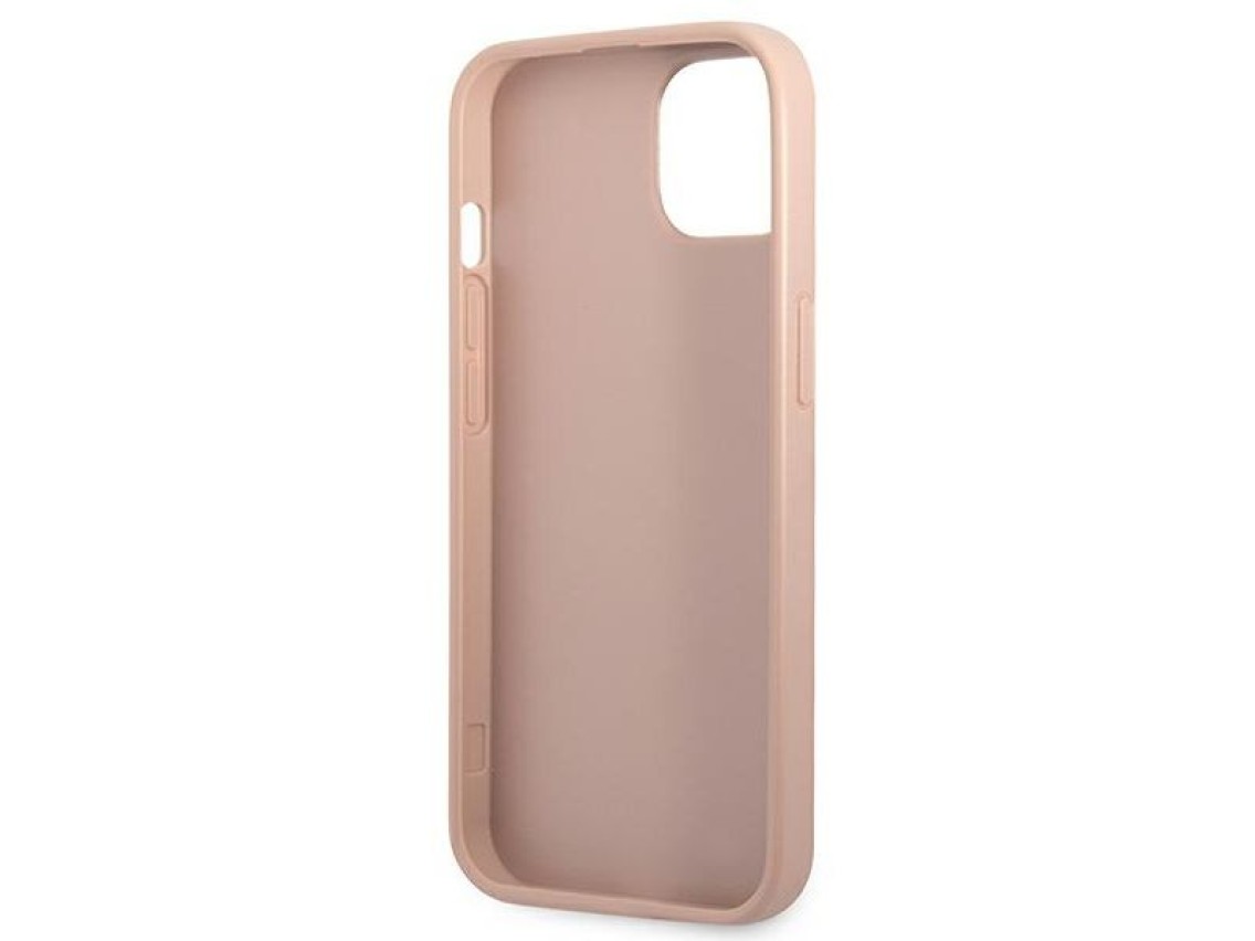 Guess GUHCP13SPSATPP iPhone 13 mini 5,4 "rosa / capa r�gida rosa Saffiano com logotipo triangular e 