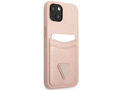 Guess GUHCP13MPSATPP iPhone 13 6.1 "pink / pink hardcase SaffianoTriangle Logo Cardslot Guess GUHCP13MPSATPP iPhone 13 6.1 "pink / pink hardcase SaffianoTriangle Logo Cardslot