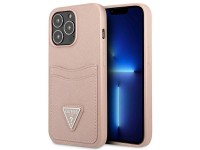 Guess GUHCP13LPSATPP iPhone 13 Pro / 13 6.1 "pink / pink hardcase SaffianoTriangle Logo Cardslot