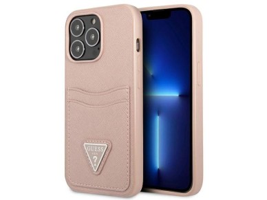 Guess GUHCP13LPSATPP iPhone 13 Pro / 13 6.1 "pink / pink hardcase SaffianoTriangle Logo Cardslot