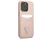 Capa r�gida rosa Guess GUHCP13LPSATPP para iPhone 13 Pro / 13 6.1" com logotipo triangular e compart