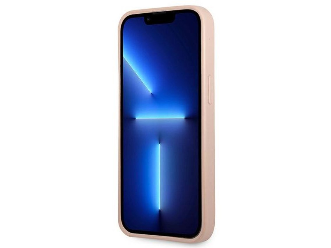 Capa r�gida rosa Guess GUHCP13LPSATPP para iPhone 13 Pro / 13 6.1" com logotipo triangular e compart