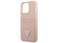 Capa r�gida rosa Guess GUHCP13LPSATPP para iPhone 13 Pro / 13 6.1" com logotipo triangular e compart