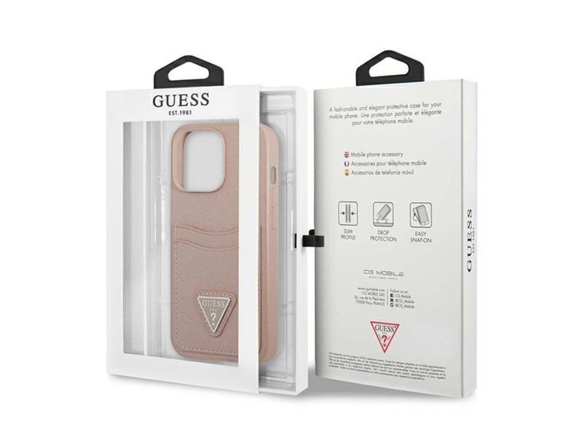 Capa rígida rosa Guess GUHCP13LPSATPP para iPhone 13 Pro / 13 6.1