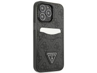Capa rígida preta/preta Guess GUHCP13LP4TPK para iPhone 13 Pro / 13 de 6,1" com logo triangular e sl Capa rígida preta/preta Guess GUHCP13LP4TPK para iPhone 13 Pro / 13 de 6,1" com logo triangular e sl