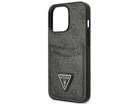 Capa rígida preta/preta Guess GUHCP13LP4TPK para iPhone 13 Pro / 13 de 6,1" com logo triangular e sl Capa rígida preta/preta Guess GUHCP13LP4TPK para iPhone 13 Pro / 13 de 6,1" com logo triangular e sl