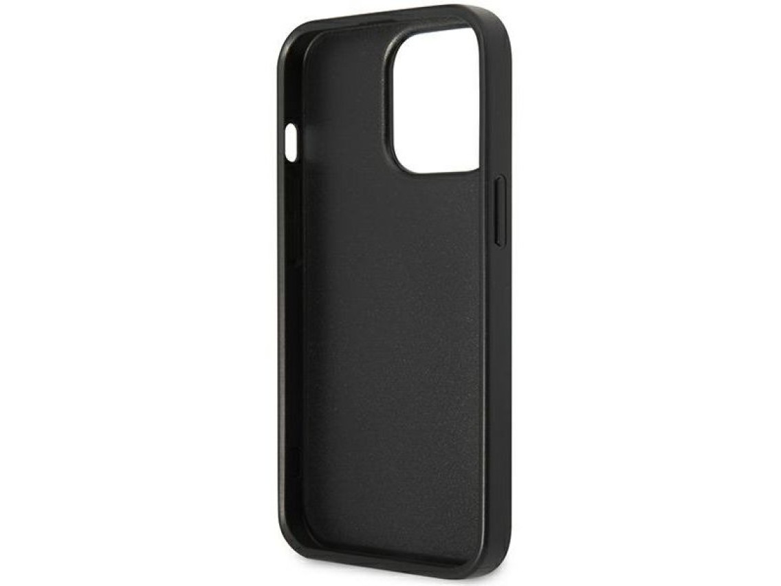 Capa rígida preta/preta Guess GUHCP13LP4TPK para iPhone 13 Pro / 13 de 6,1" com logo triangular e sl