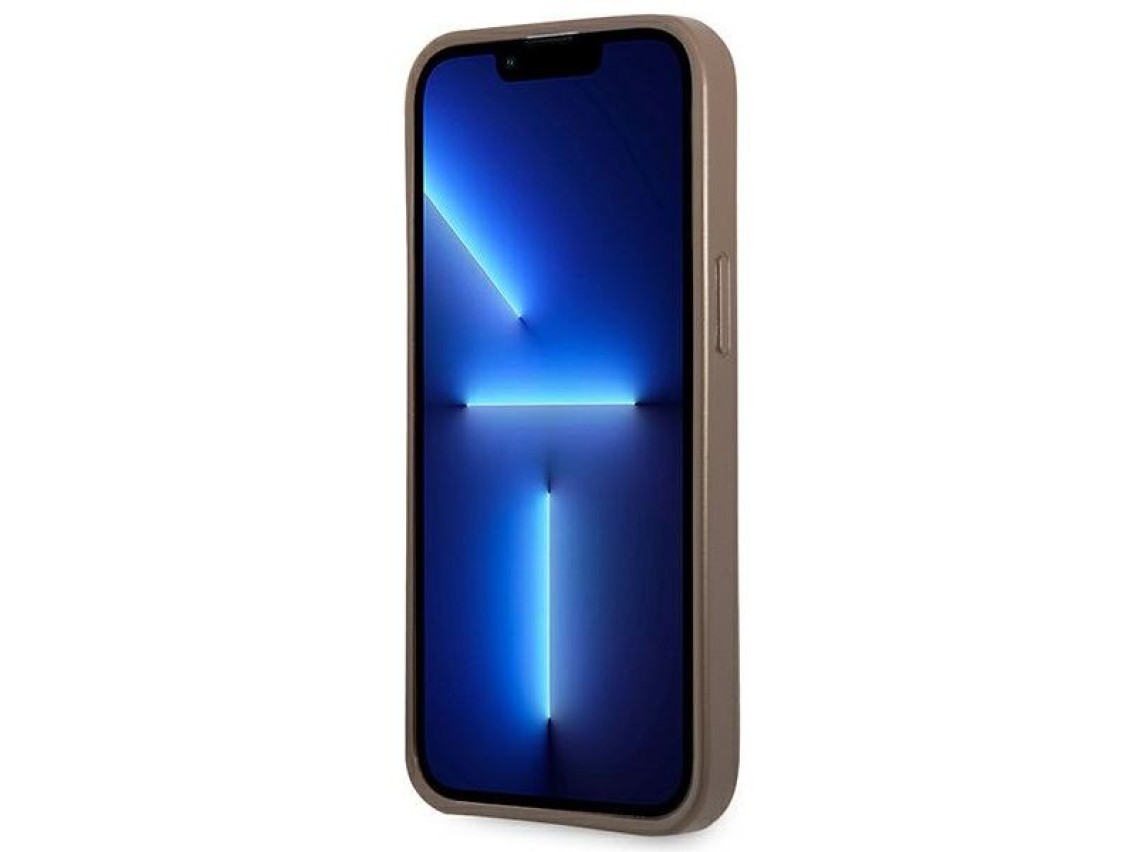 Funda Guess 4G con logo triangular y ranura para tarjetas para iPhone 13 Pro / 13 - Marrón