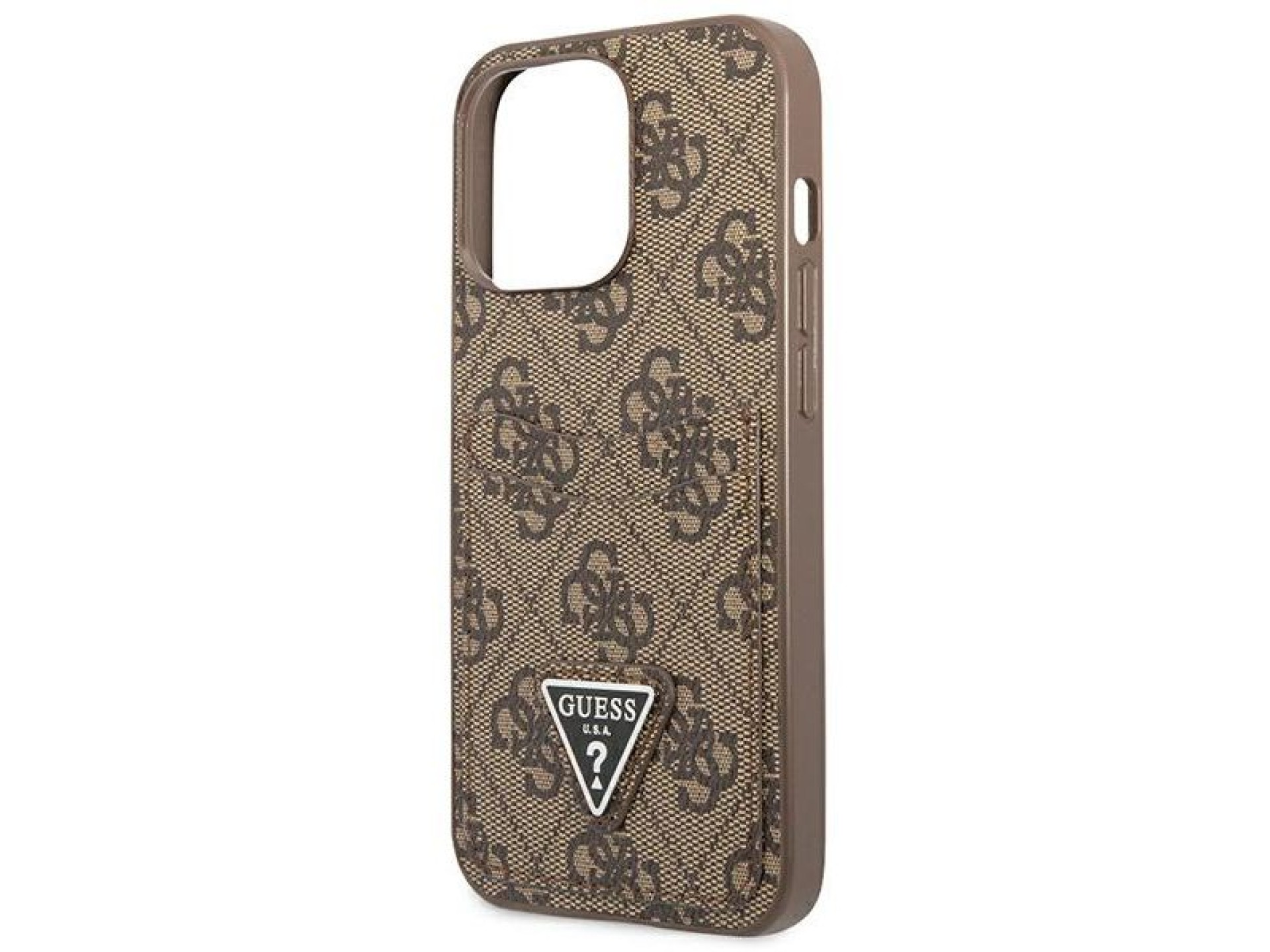 Funda Guess 4G con logo triangular y ranura para tarjetas para iPhone 13 Pro / 13 - Marrón